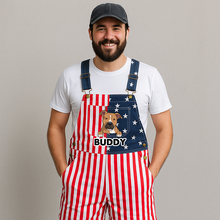 Load image into Gallery viewer, American Flag Overall Dog Dad Dog Mom Overall, Personalized Dog, Dog Lover Gift, 4th July HeartfulPaws
