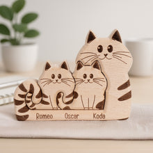 Load image into Gallery viewer, Cat Mom - Personalized Wooden Cat Family Puzzle Wooden Family Puzzle HeartfulPaws
