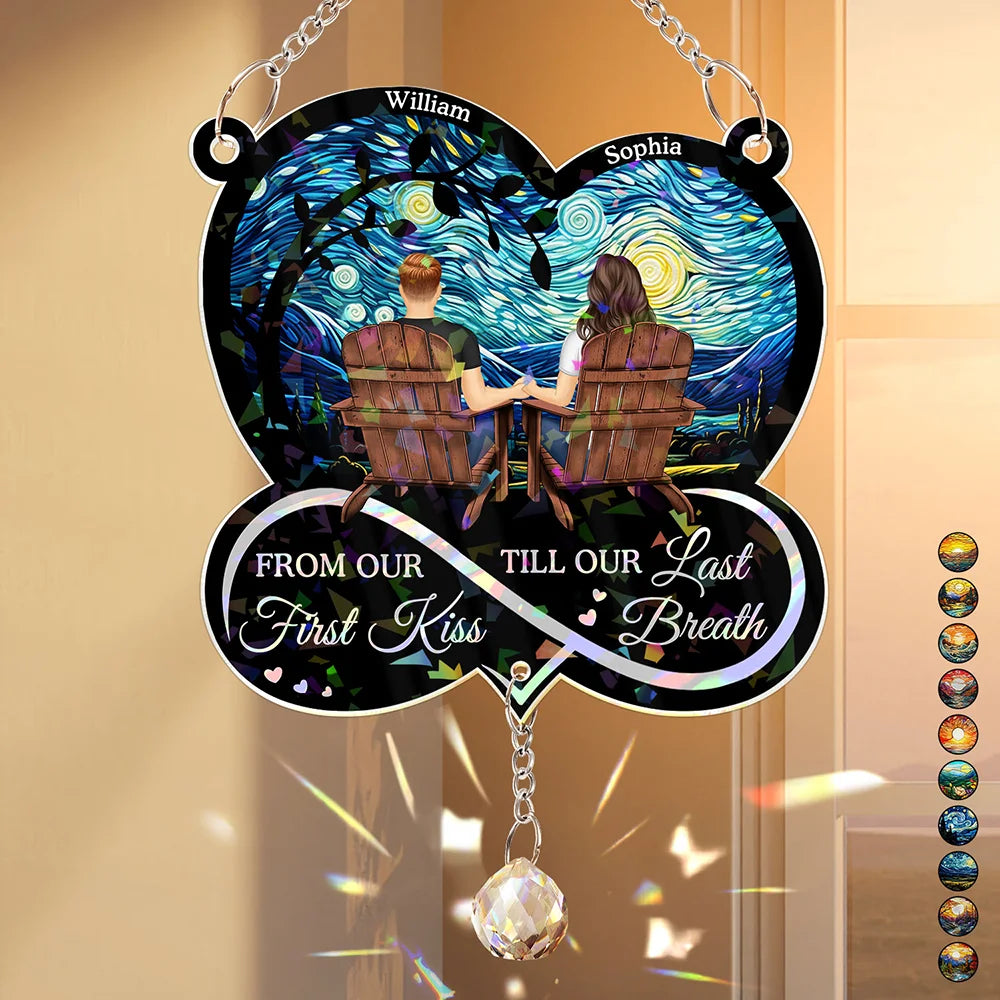 From Our First Kiss Till Our Last Breath - Personalized Rainbow Suncatcher With Crystal Ball Prism Rainbow Suncatcher & Crystal HeartfulPaws