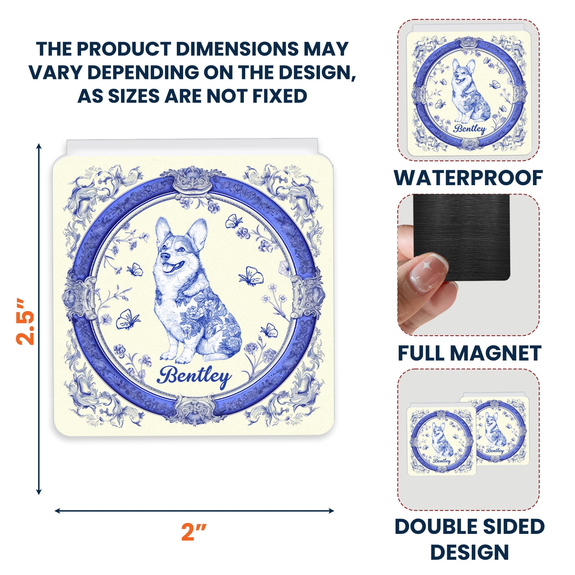 Toile De Jouy Pet Lovers Vintage Style - Personalized Magnetic Bookmark Magnetic Bookmark HeartfulPaws