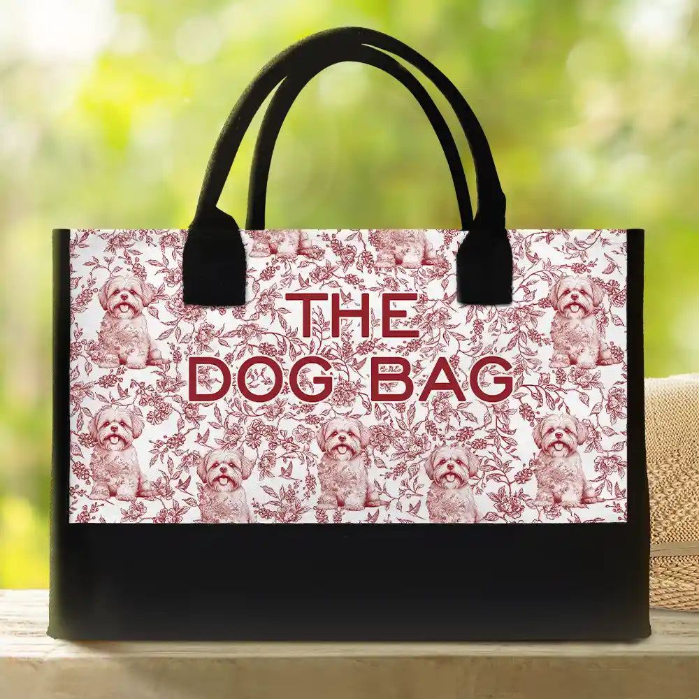 The Dog Bag Chinoiserie Toile - Personalized Canvas Tote Bag Canvas Tote Bag HeartfulPaws