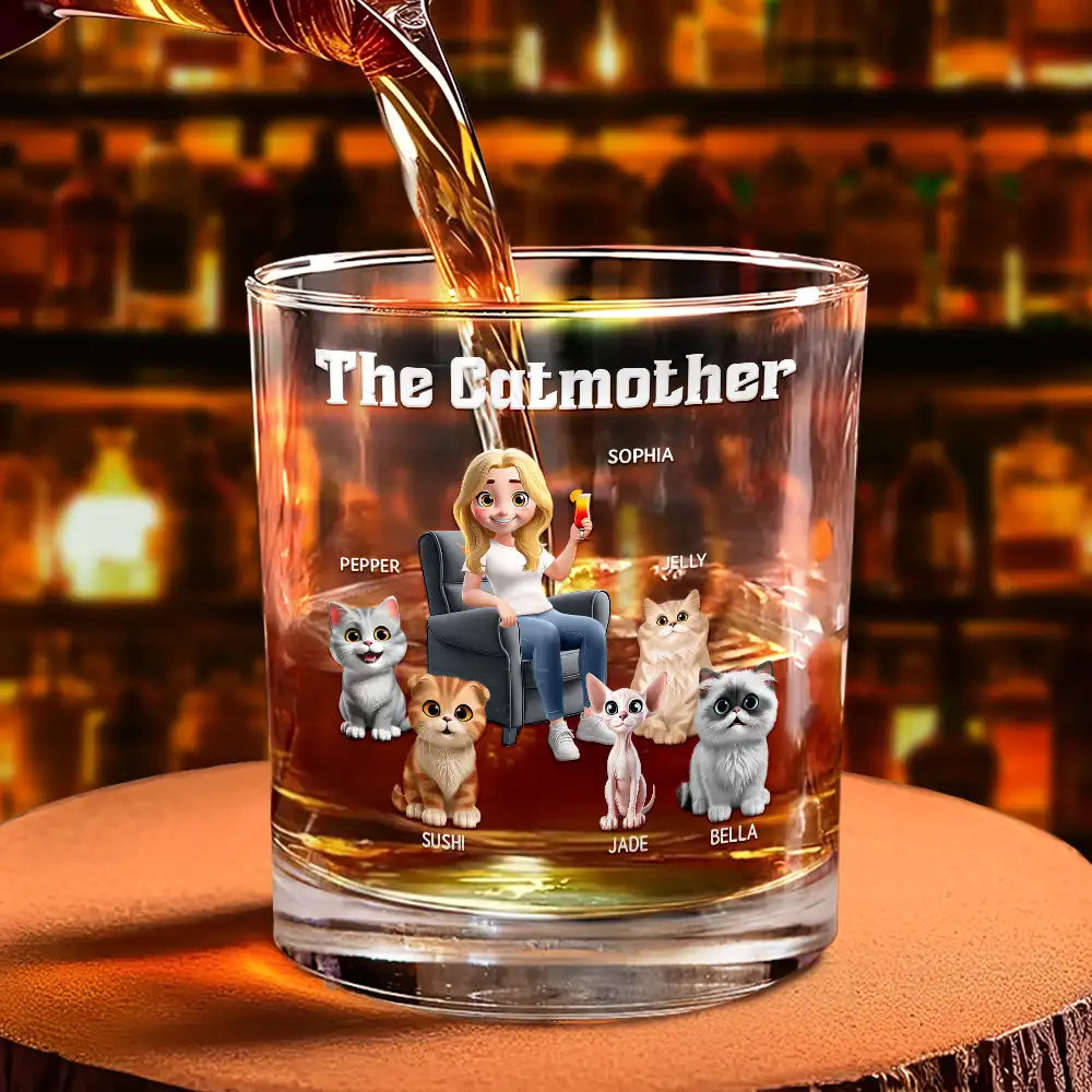 The Catfather - Personalized Whiskey Glass Whiskey Glass HeartfulPaws