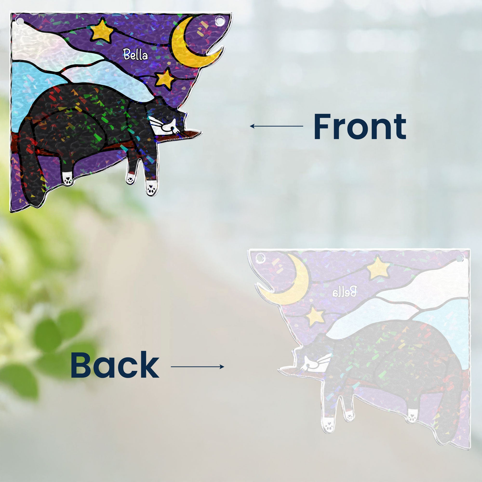 Cat Sleeping - Personalized Window Corner Suncatcher Window Corner Suncatcher HeartfulPaws