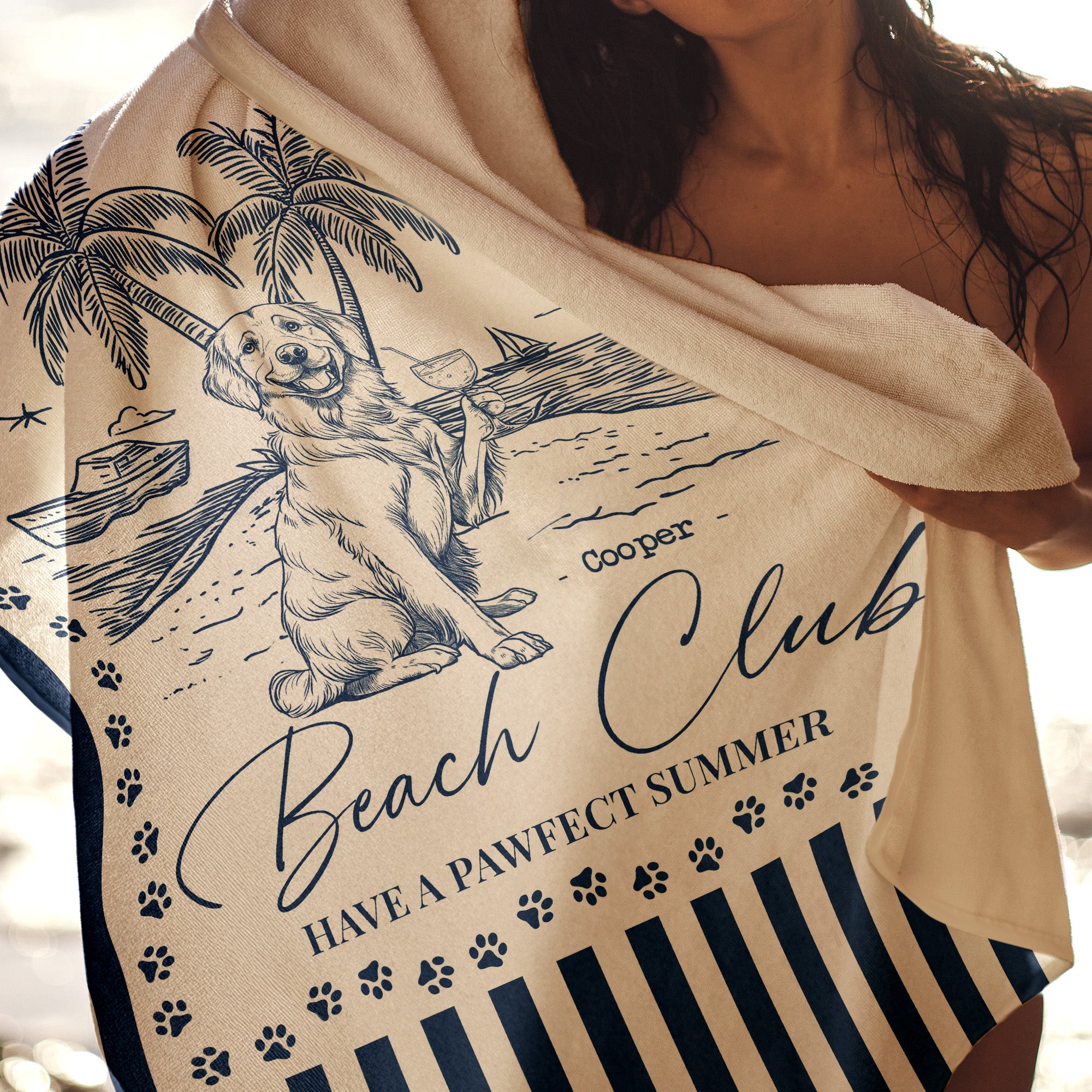 Dog Beach Club - Personalized Quick-Dry Beach Towel Quick-Dry Beach Towel HeartfulPaws