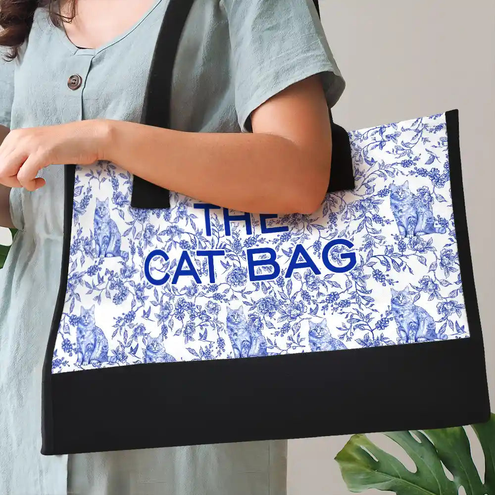 The Dog Bag Chinoiserie Toile - Personalized Canvas Tote Bag Canvas Tote Bag HeartfulPaws