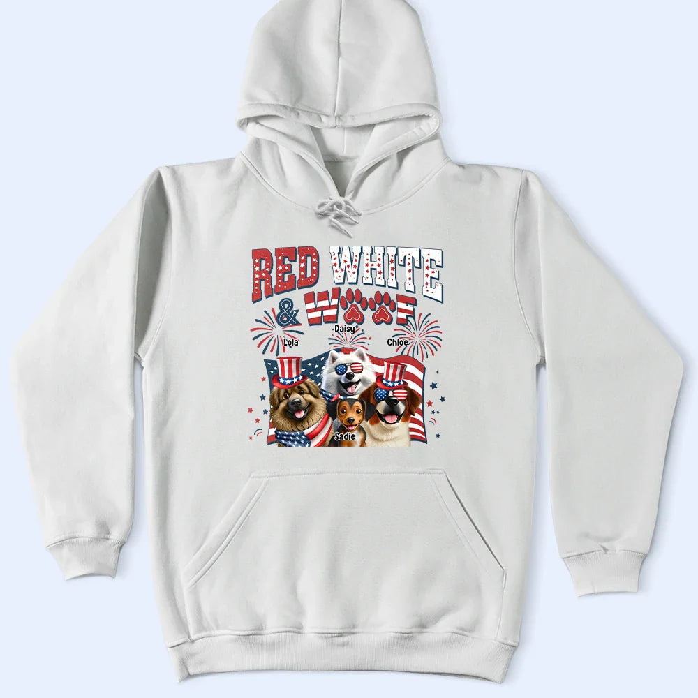 Stars And Stripes Red White & Woof - Personalized T Shirt T-shirt HeartfulPaws