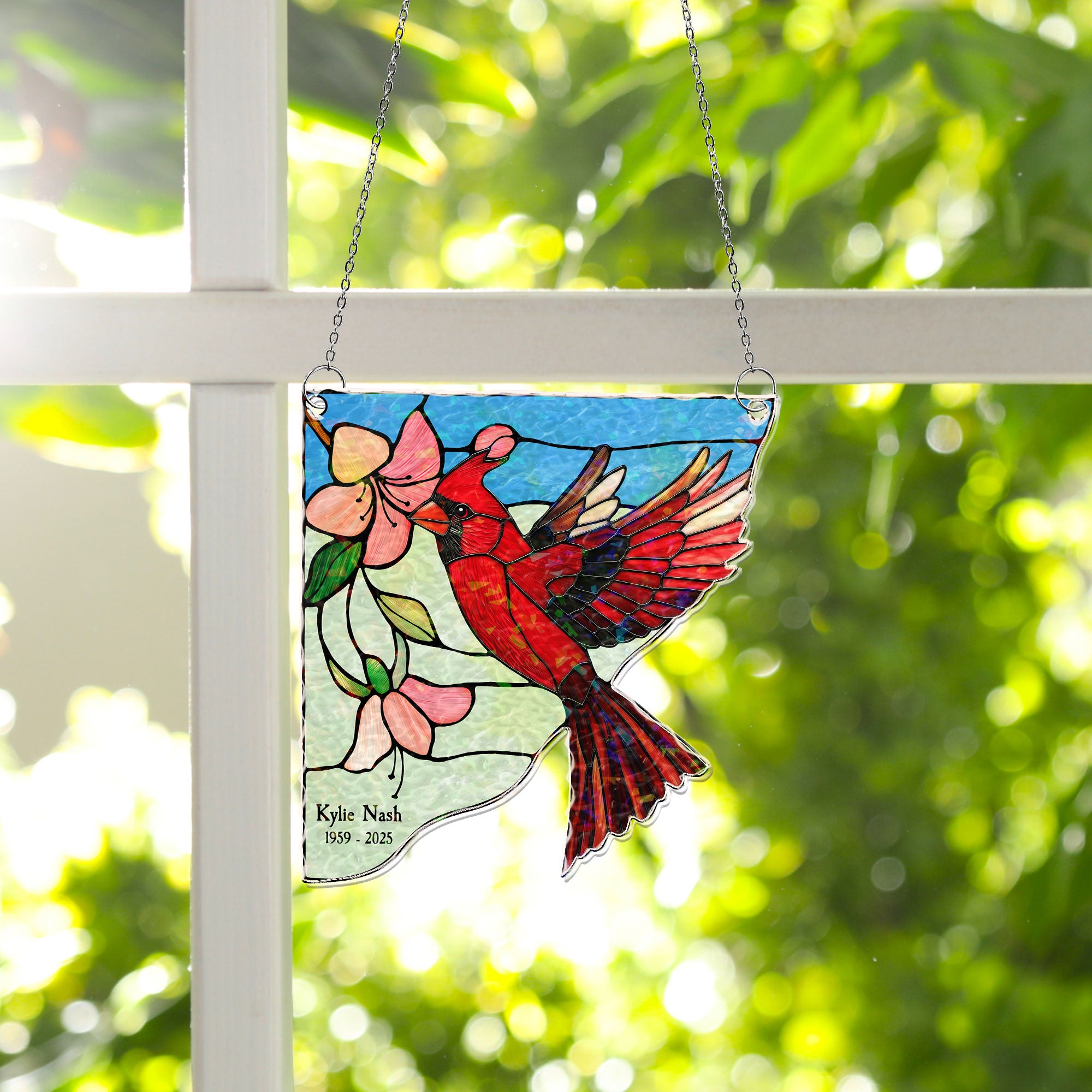 Birds And Flowers - Personalized Window Corner Suncatcher Window Corner Suncatcher HeartfulPaws
