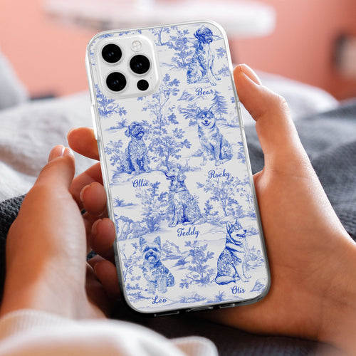 Dog Lover Gifts Toile De Jouy Dog Custom Breeds - Personalized Clear Phone Case Clear Phone Case HeartfulPaws
