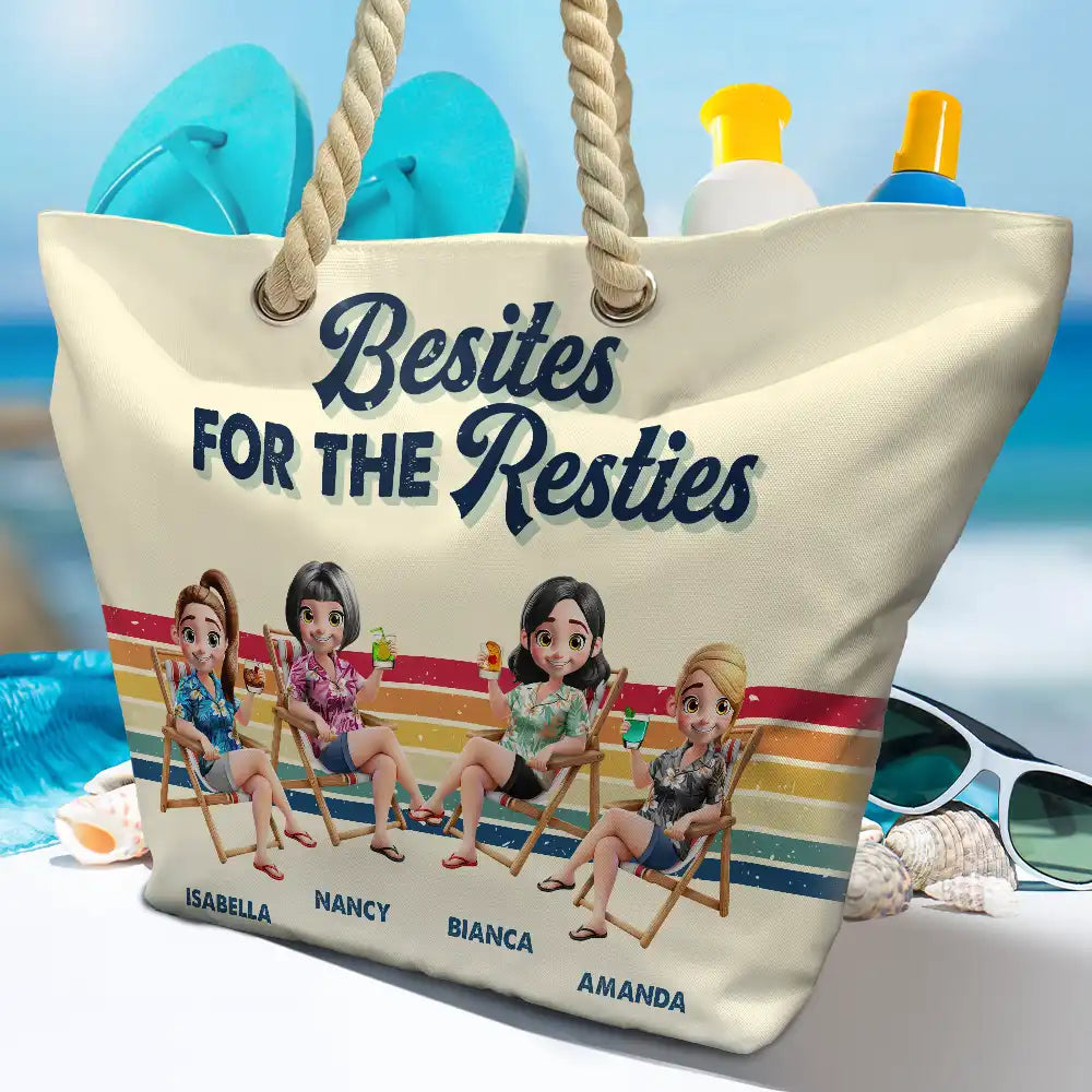 Girls Trip Besties Beach Vacation - Personalized Beach Bag Beach Bag HeartfulPaws