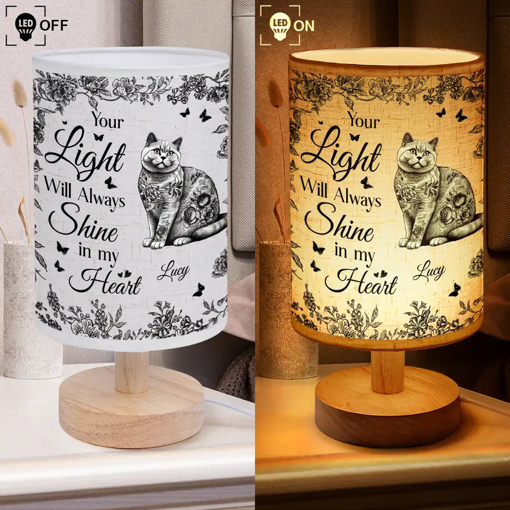 Your Light Will Always Shine In My Heart Memorial Dog Cat - Personalized Fabric Lamp Fabric Lamp HeartfulPaws
