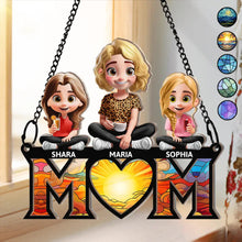 Load image into Gallery viewer, Young Mother Daughter Son We Love You Mom 3D Cartoon - Personalized Window Hanging Suncatcher Ornament Window Hanging Suncatcher HeartfulPaws
