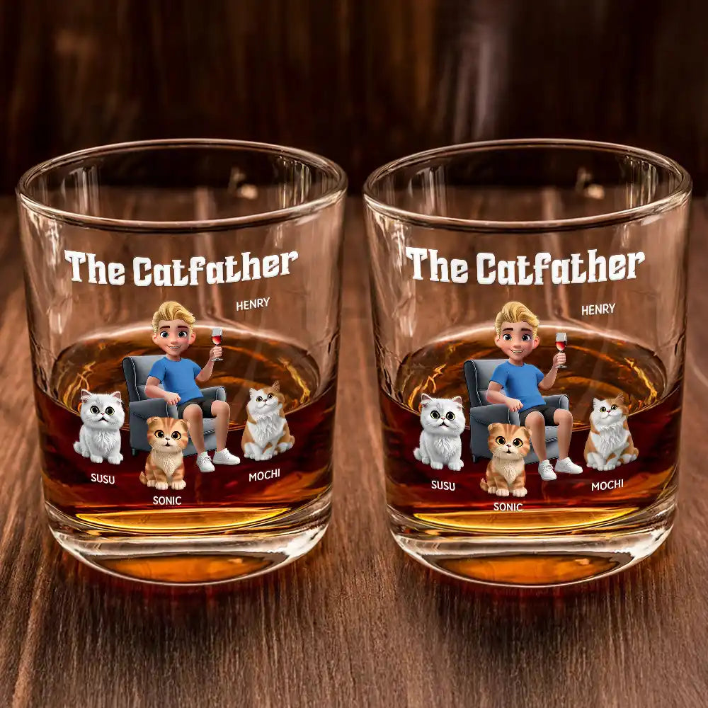 The Catfather - Personalized Whiskey Glass Whiskey Glass HeartfulPaws