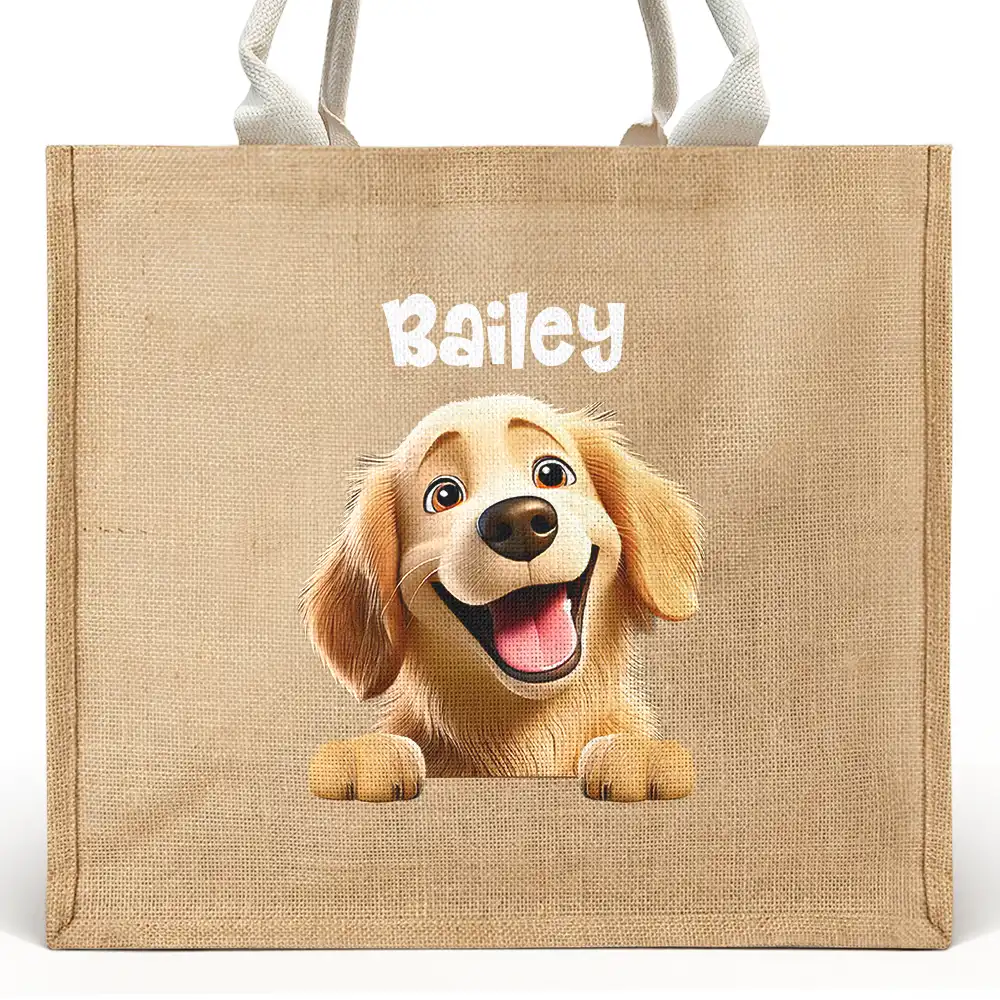 Dog Mom Cat Mom - Personalized Jute Beach Bag Jute Beach Bag HeartfulPaws
