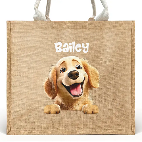 Dog Mom Cat Mom - Personalized Jute Beach Bag Jute Beach Bag HeartfulPaws