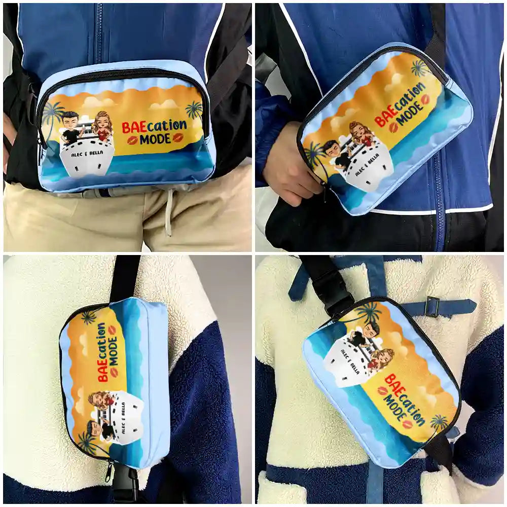 Baecation Mode Couples - Personalized Crossbody Belt Bag Crossbody Belt Bag HeartfulPaws