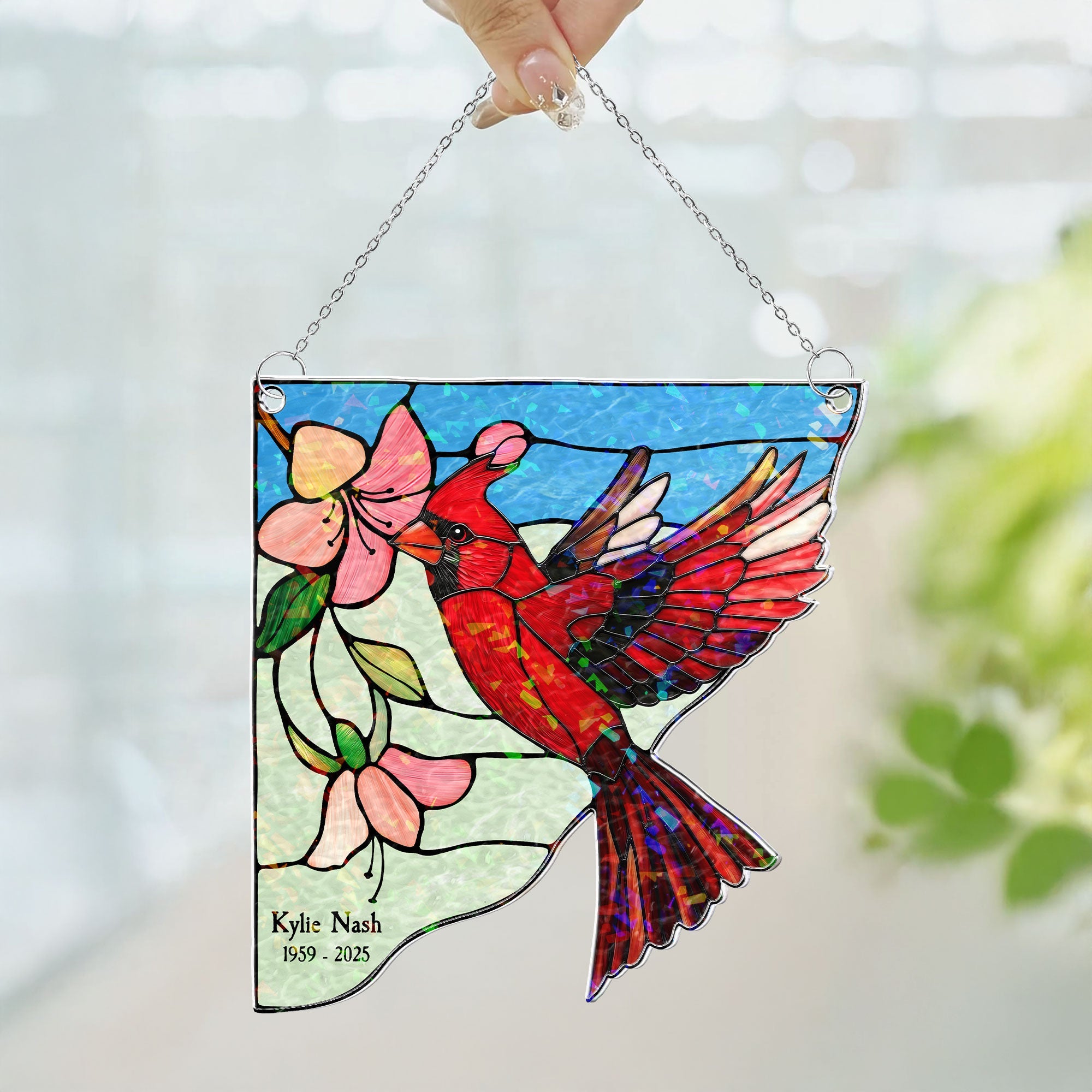 Birds And Flowers - Personalized Window Corner Suncatcher Window Corner Suncatcher HeartfulPaws
