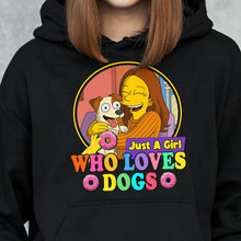 Load image into Gallery viewer, Just A Girl Who Loves Dogs Simpsonized Portrait - Personalized Photo Shirt Shirt HeartfulPaws
