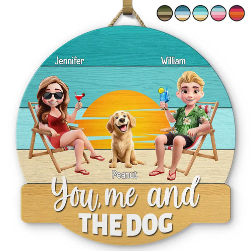 You, Me And The Dog - Personalized Custom Shaped Wood Sign Wood Shaped Sign HeartfulPaws