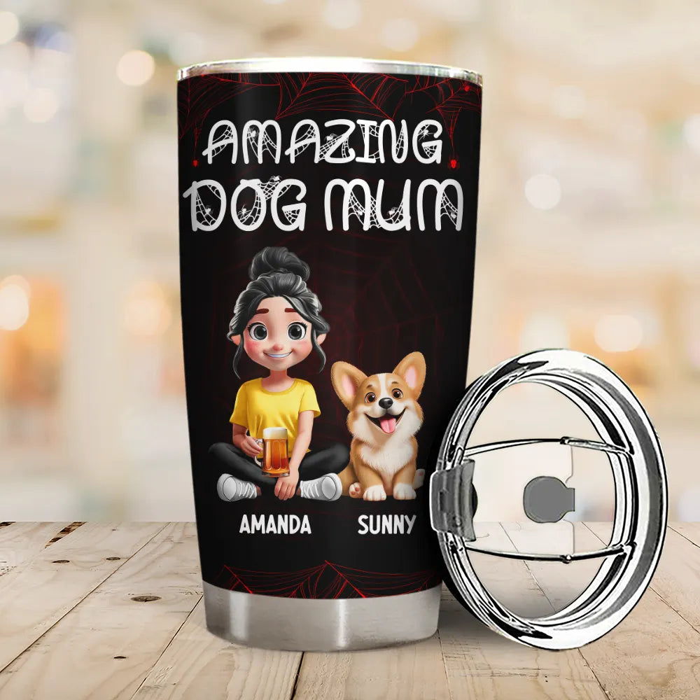 Amazing Dog Dad Dog Mom - Personalized Tumbler Tumbler HeartfulPaws