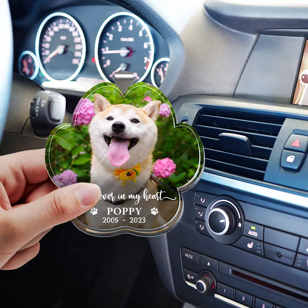 Custom Photo Forever In My Heart - Personalized Custom Shaped Acrylic Car Visor Clip Acrylic Car Visor Clip HeartfulPaws