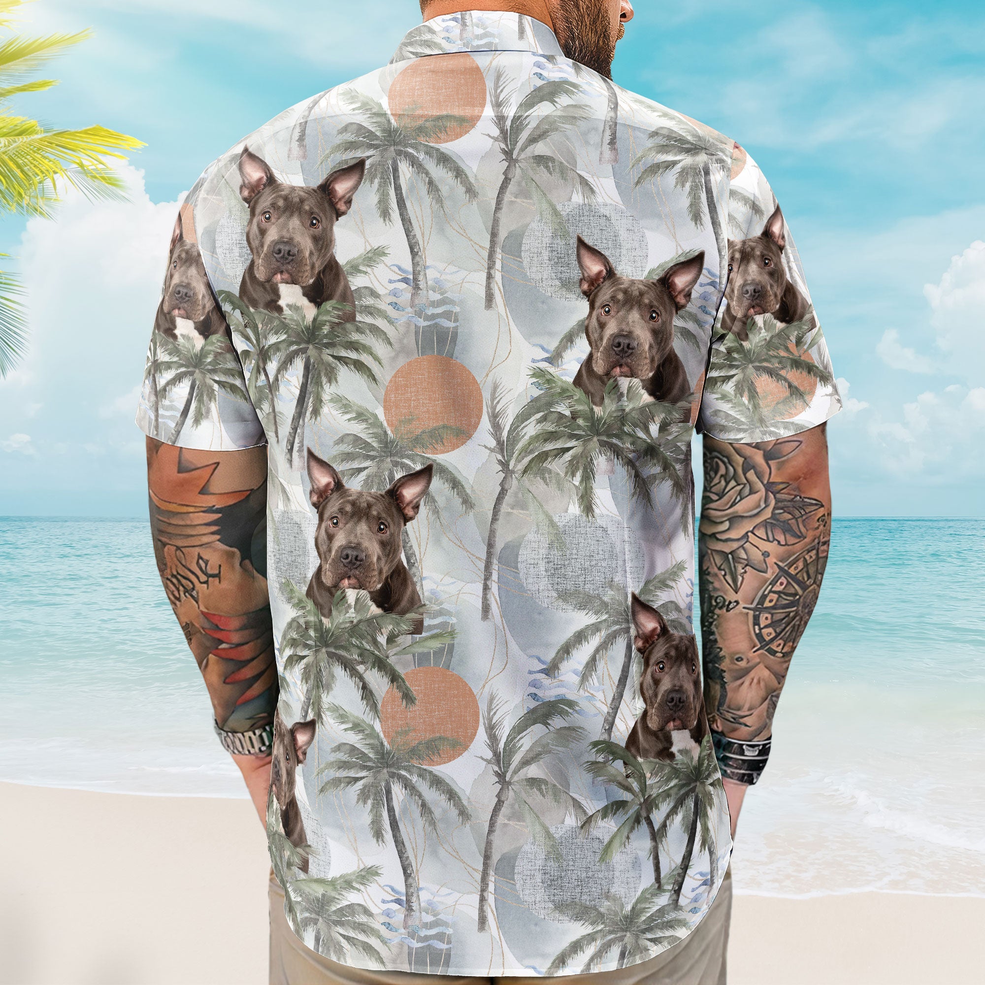 Dog Cat Tropical Style - Personalized Photo Hawaiian Shirt Hawaiian Shirt HeartfulPaws