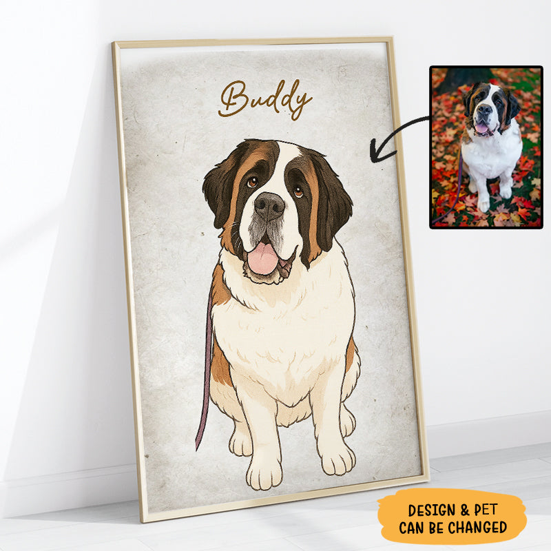 Custom Drawing Vintage Portraits Using Pet Photo Personalized Poster, Personalized Poster, Gift For Pet Lover, Custom Pet Poster Posters HeartfulPaws