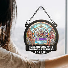 Load image into Gallery viewer, Pontoon Partners For Life - Personalized Window Hanging Suncatcher Ornament Window Hanging Suncatcher HeartfulPaws
