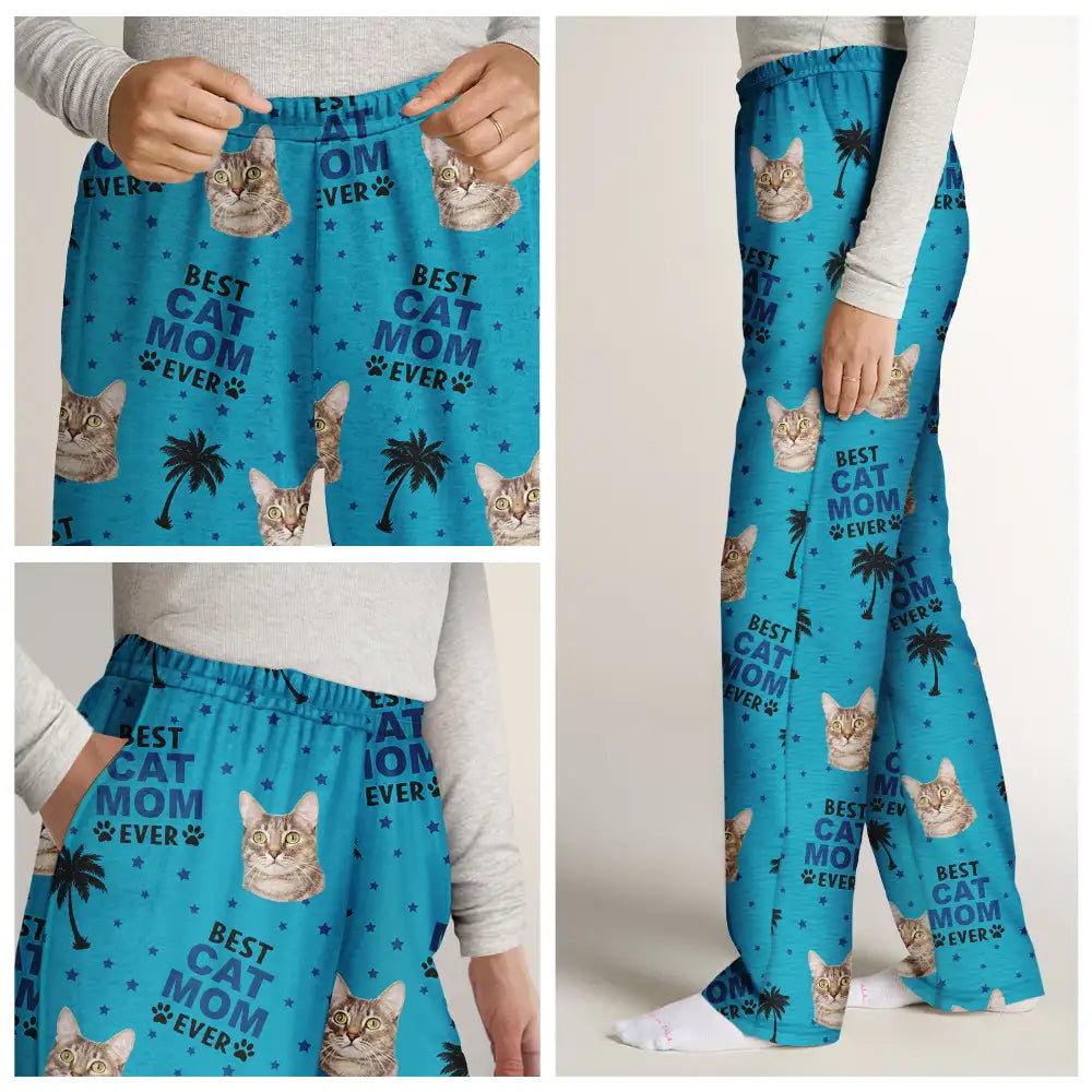 Custom Photo Best Dog Cat Dad Mom Ever - Personalized Pajama Pants Pajama Pants HeartfulPaws