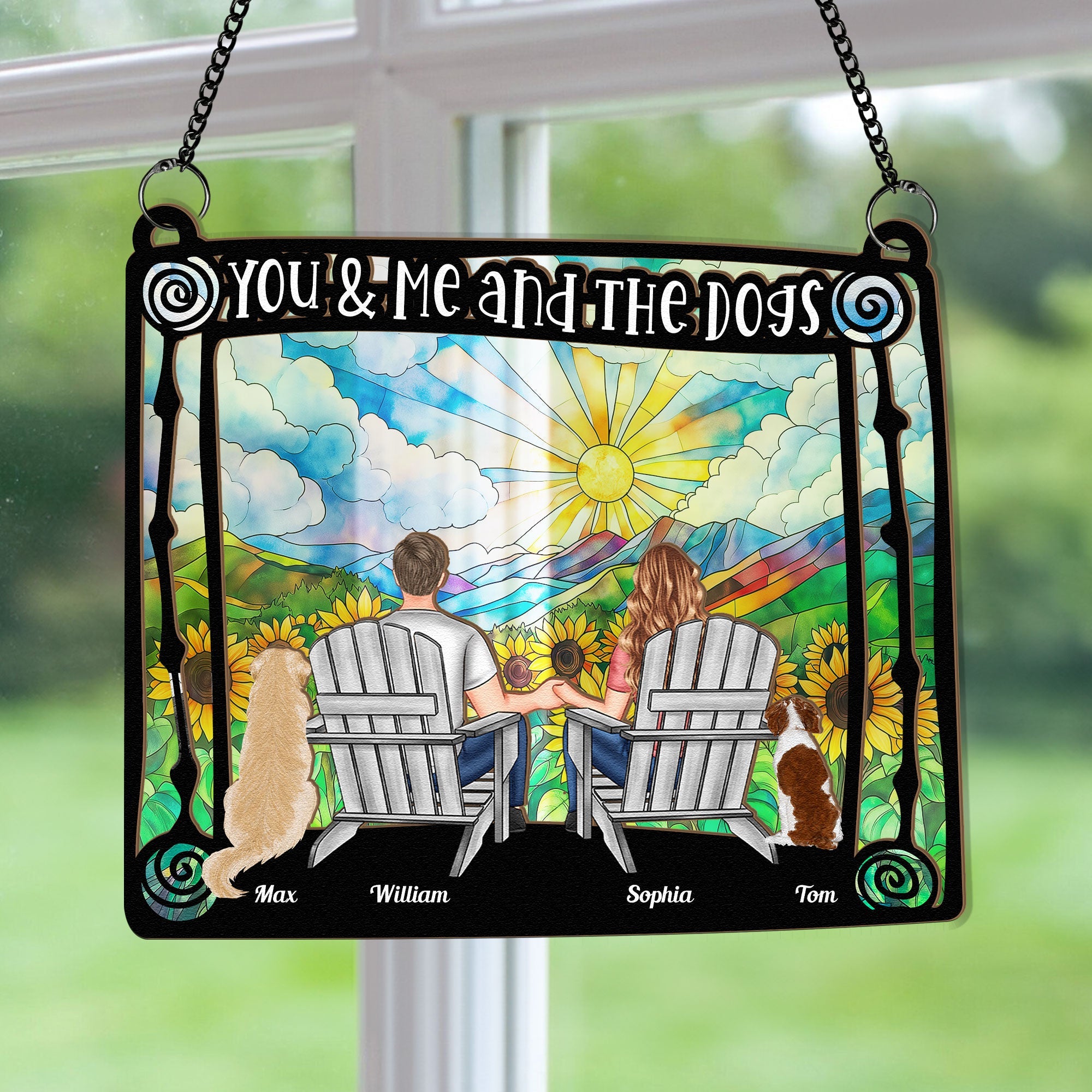 New Version You, Me & The Dogs - Personalized Window Hanging Suncatcher Ornament Window Hanging Suncatcher Ornament HeartfulPaws
