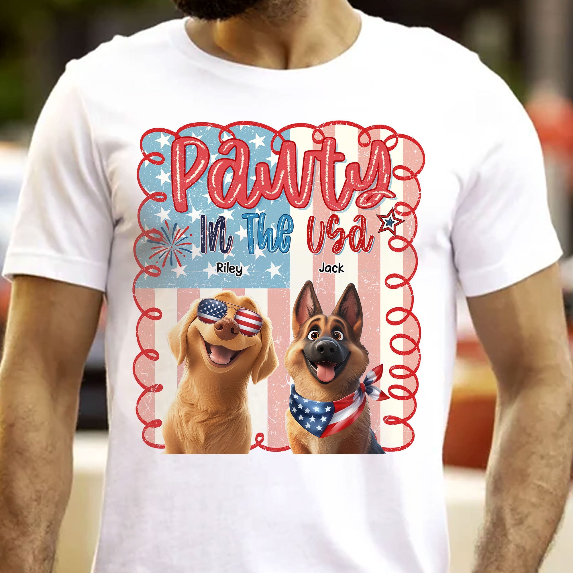 Pawty In The Usa - Personalized Shirt Shirt HeartfulPaws
