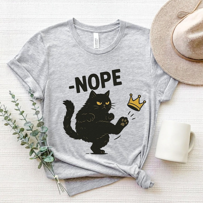 No Kings in America Black Cat Shirt, No Kings Shirt, Funny Political Meme T-Shirt Apparel HeartfulPaws
