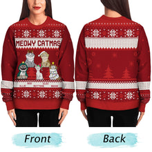 Load image into Gallery viewer, Meowy Catmas Funny Cartoon Cats - Christmas Gift For Cat Lovers, Cat Moms, Cat Dads - Personalized Unisex Ugly Sweater Ugly Sweater HeartfulPaws
