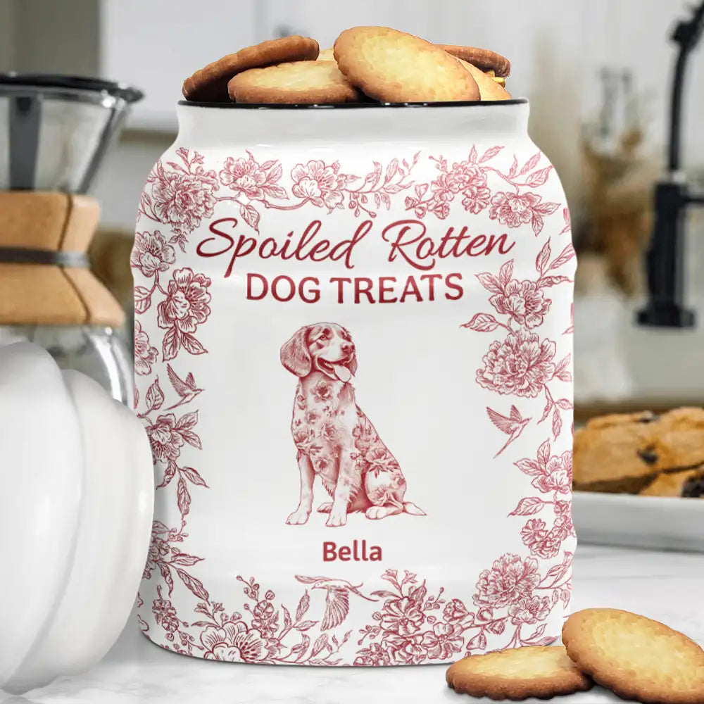 Spoiled Rotten Dog Treats Chinoiserie Toile Dog - Personalized Cookie Jar Cookie Jar HeartfulPaws