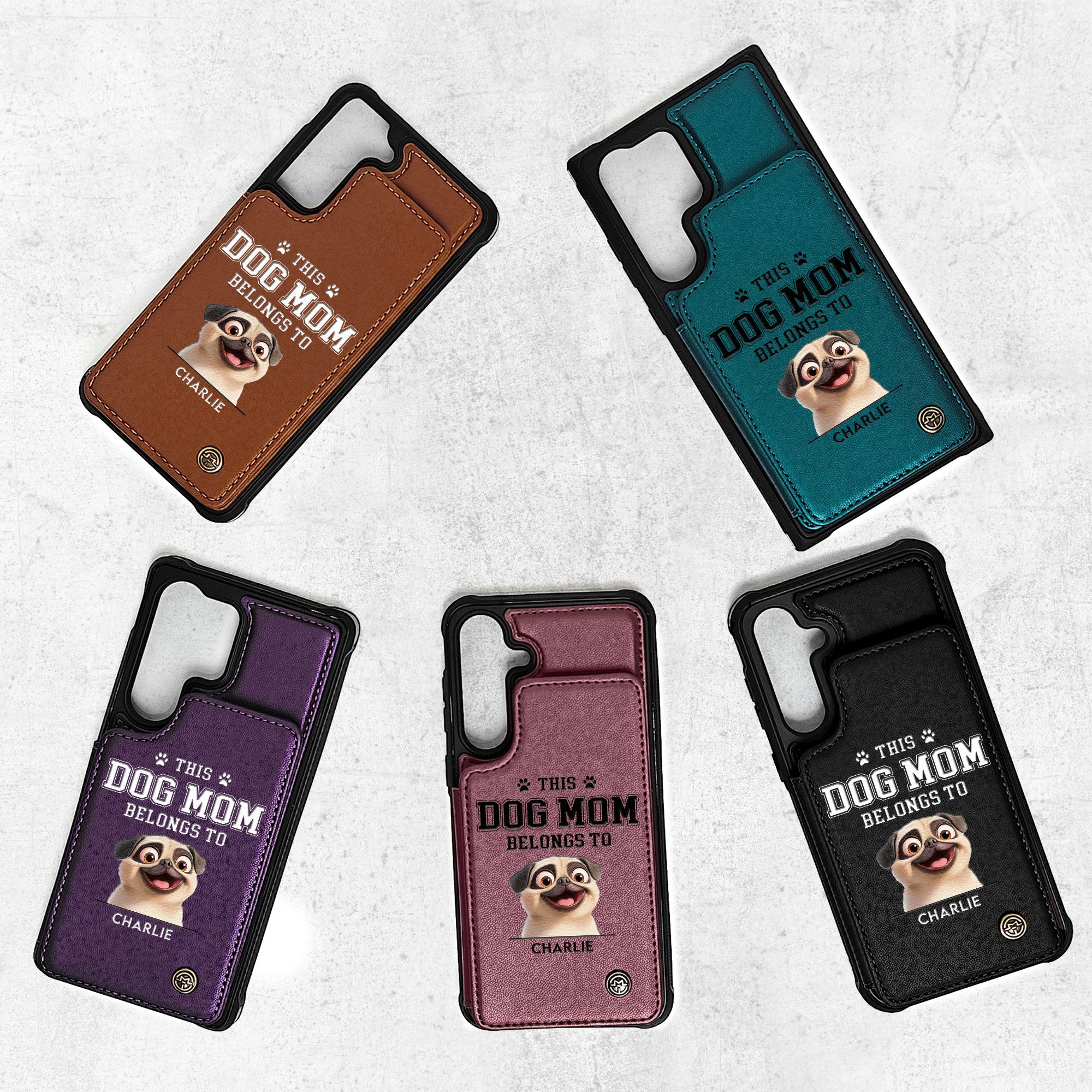 Dog Mom - Personalized Leather Flip Wallet Phone Case Leather Flip Wallet Phone Case HeartfulPaws
