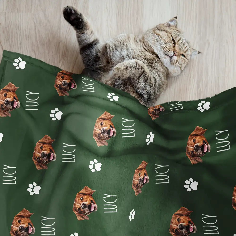Custom Photo Pet Dog Cat Face Sidelong - Personalized Pet Blanket Pet Blanket HeartfulPaws