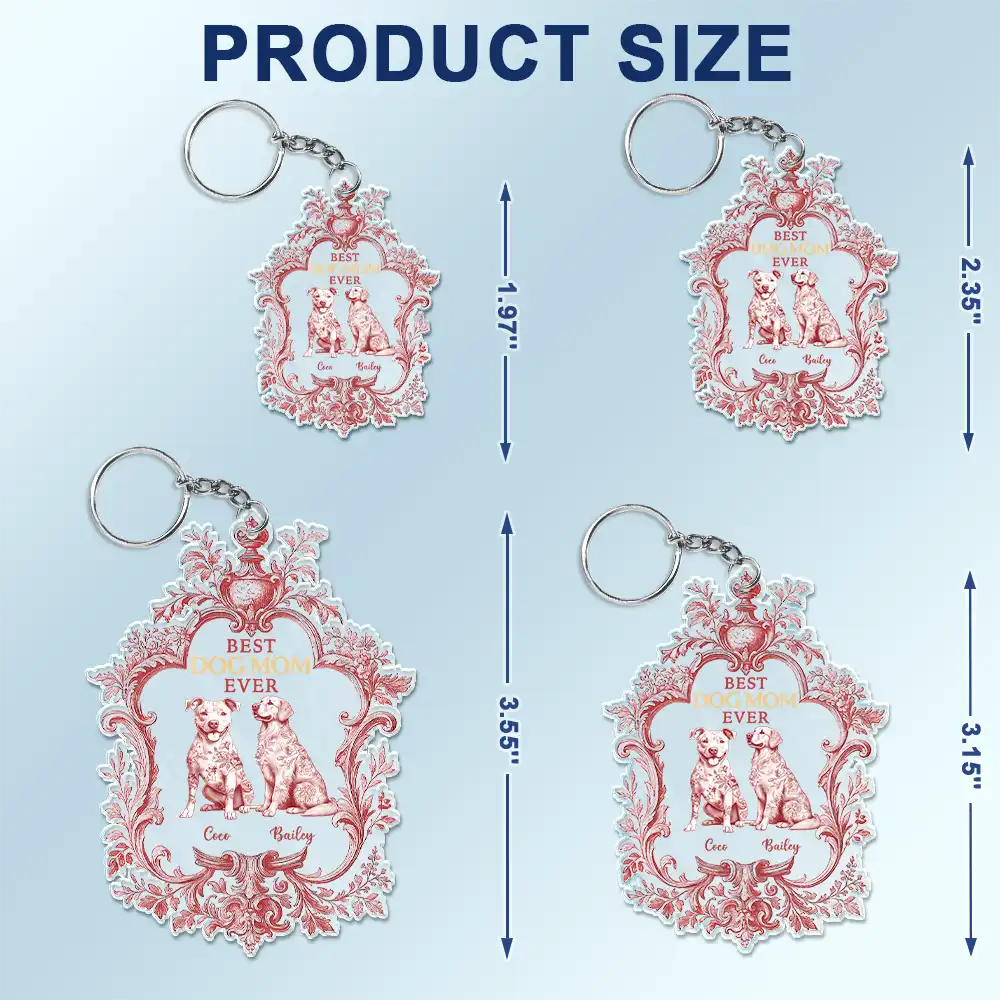 Toile De Jouy Dog Mom - Personalized Acrylic Keychain Acrylic Keychain HeartfulPaws