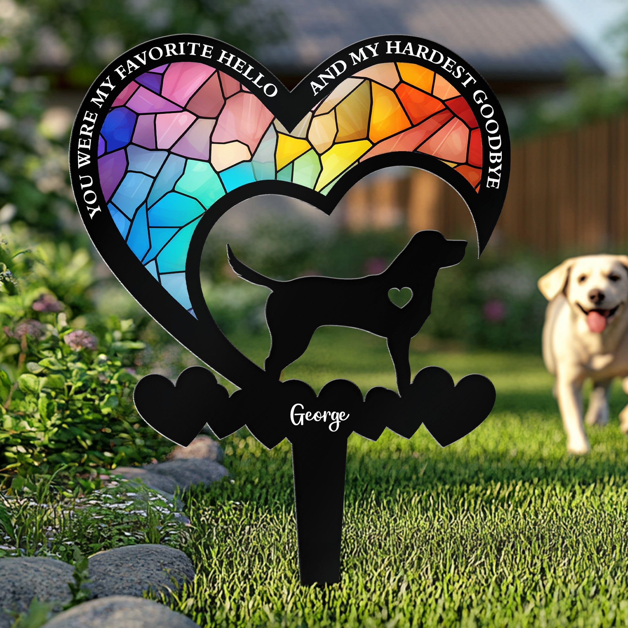 You Were My Favorite Hello & My Hardest Goodbye Dog Loss - Personalized Metal Garden Stake Printed Metal Garden Stake HeartfulPaws