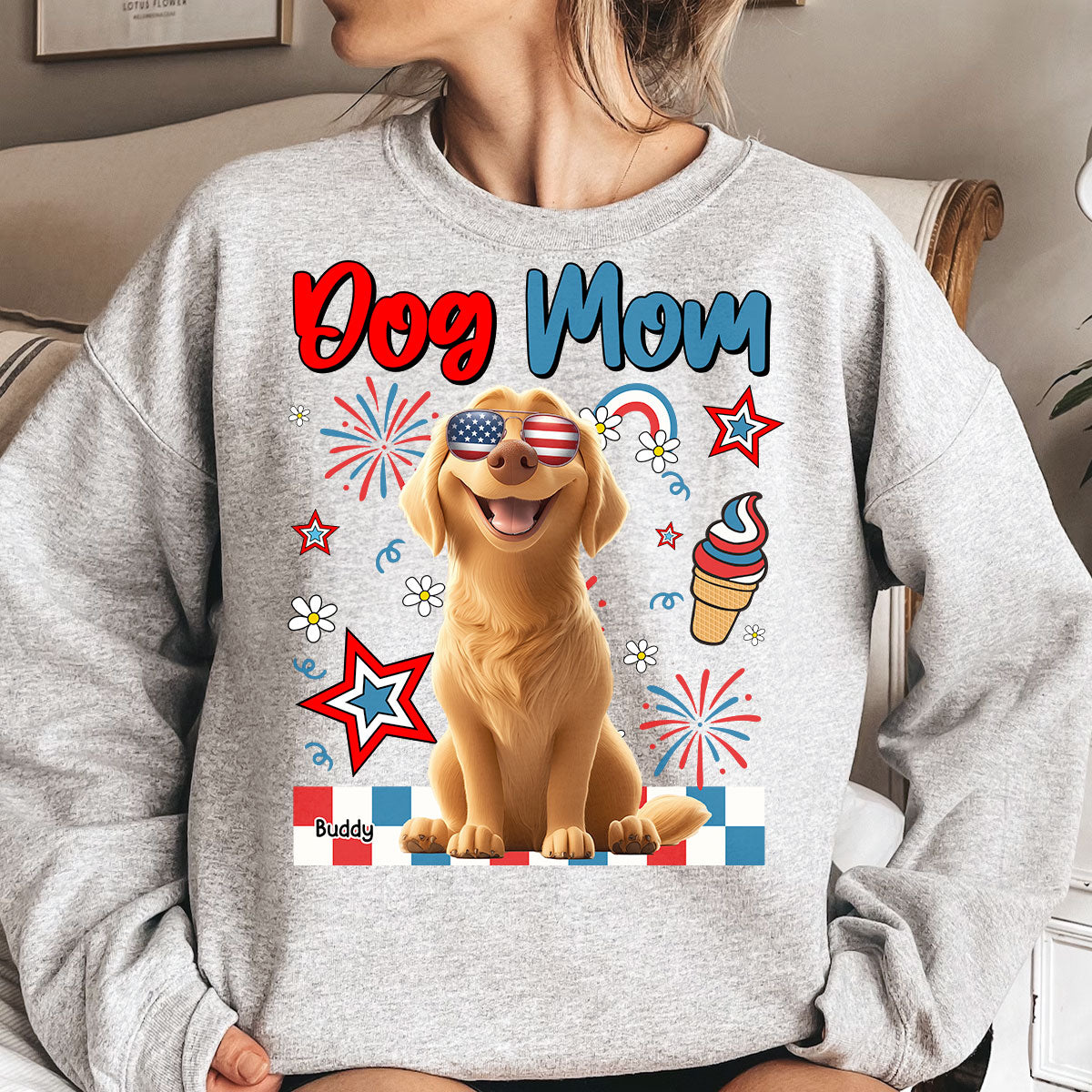 Dog Mom - Independence Day - Personalized Shirt Shirt HeartfulPaws