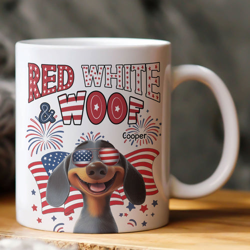 Red White Woof - Personalized Mug Mug HeartfulPaws