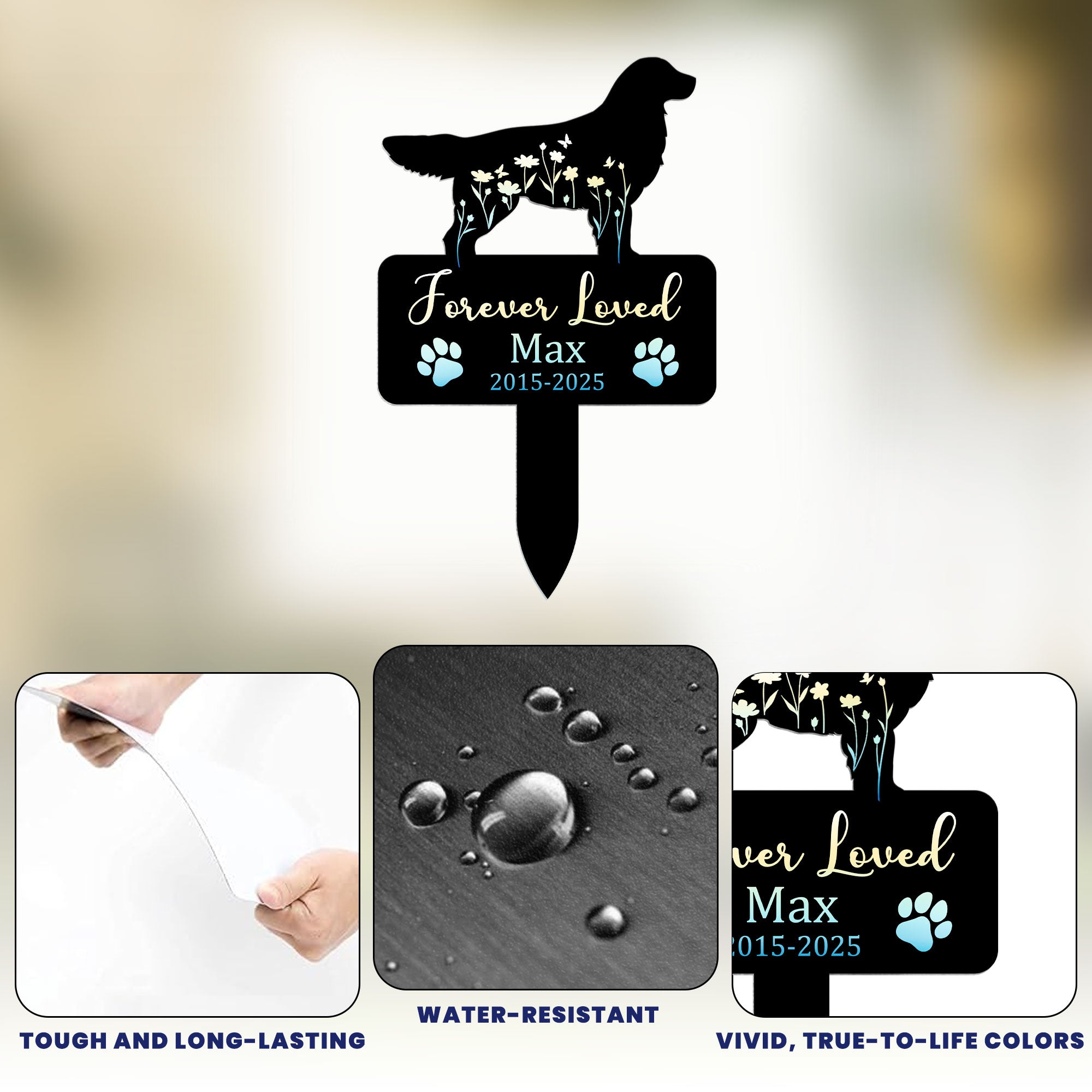 Dog Loss Forever Loved - Personalized Metal Garden Stake Printed Metal Garden Stake HeartfulPaws