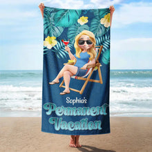 Load image into Gallery viewer, Retirement Plan Permanent Vacation - Personalized Beach Towel Beach Towel HeartfulPaws
