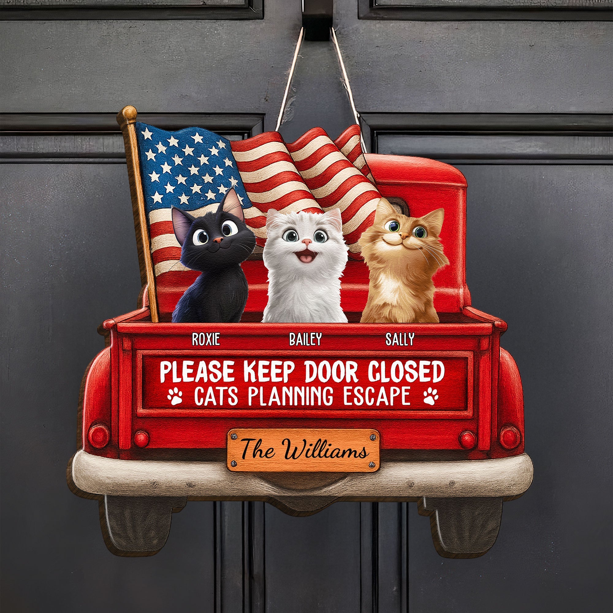 Cats Planning Escape - New Style - Personalized Wood Sign Custom Shaped Wood Sign HeartfulPaws