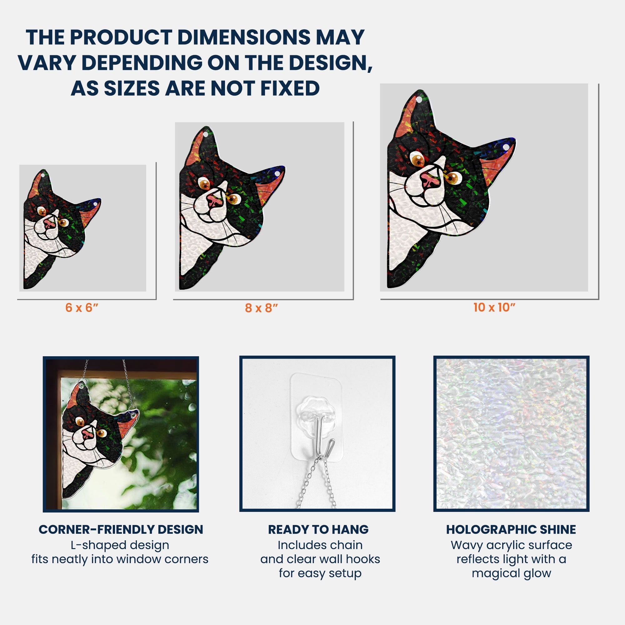Peeking Cat - Personalized Window Corner Suncatcher Window Corner Suncatcher HeartfulPaws