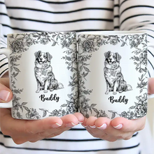 Load image into Gallery viewer, Chinoiserie Toile Dog - Personalized White Edge-to-Edge Mug Mug HeartfulPaws

