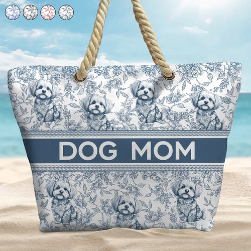 Chinoiserie Toile Dog Cat - Personalized Beach Bag Beach Bag HeartfulPaws