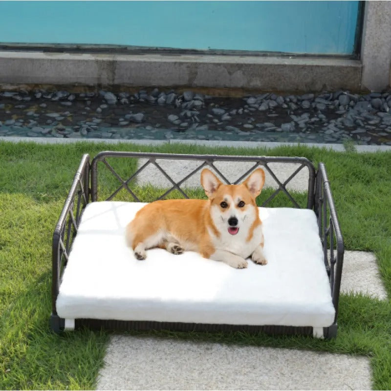 Wicker Pet Bed Rattan Dog Sofa Bed Outdoor Indoor Water Resistant, Pet Accessories, Products For Your Pet HeartfulPaws