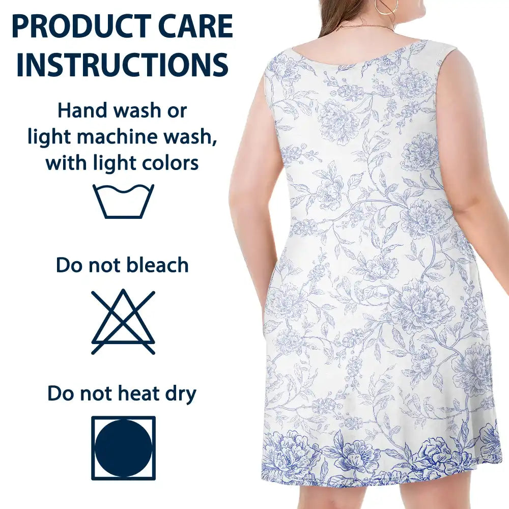 Dog Mom Toile De Jouy Style - Personalized Sleeveless Tank Dress Sleeveless Tank Dress HeartfulPaws