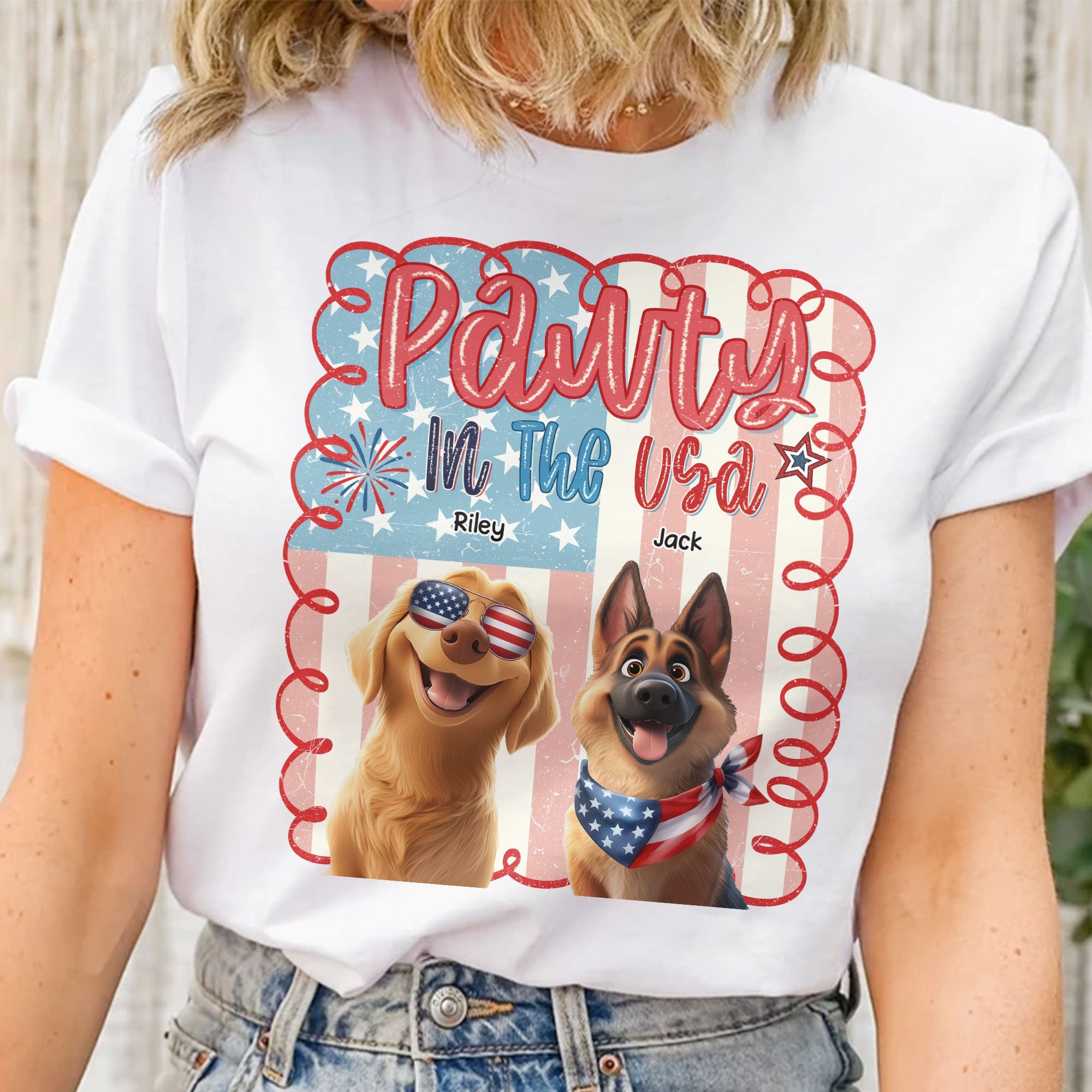Pawty In The Usa - Personalized Shirt Shirt HeartfulPaws