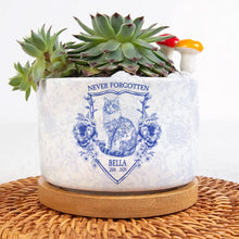 Load image into Gallery viewer, Never Forgotten Cat Toile De Jouy Style - Personalized Ceramic Plant Pot Ceramic Plant Pot HeartfulPaws
