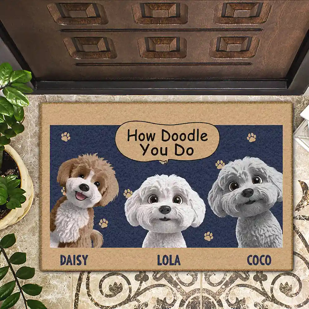 How Doodle You Do - Personalized Doormat Doormat HeartfulPaws